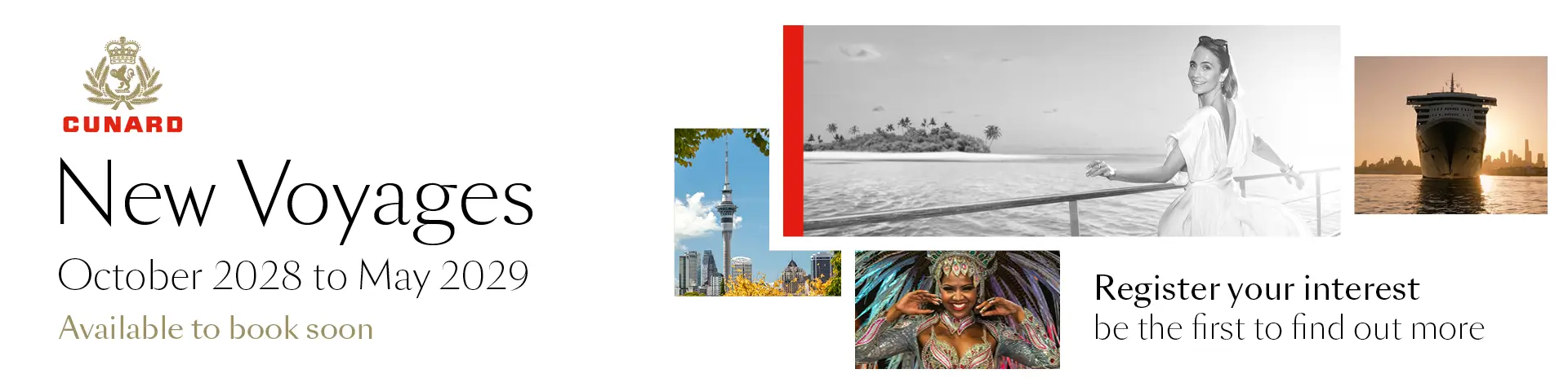 Cunard New Voyages October 2028 - May 2029 Pre Register Now